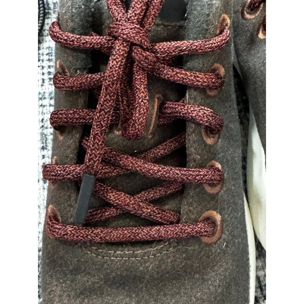 Allbirds Wool High Top Sneakers Size 7 Brown Red Laces Sustainable Comfort